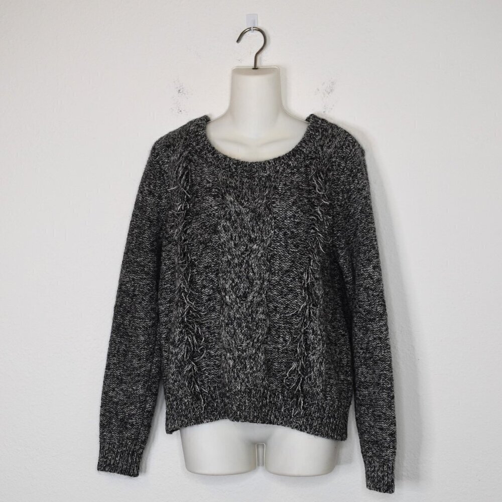 Abercrombie & Fitch Sweater Sz M Fringed Boho Neutral Minimalist Peppy